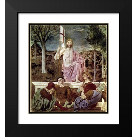 Resurrection Black Modern Wood Framed Art Print with Double Matting by Della Francesca, Piero