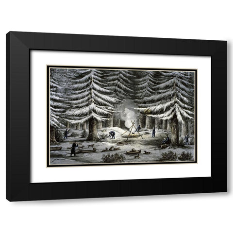 Manner of Making a Resting Place On a Winter Night Black Modern Wood Framed Art Print with Double Matting by Franklin, John