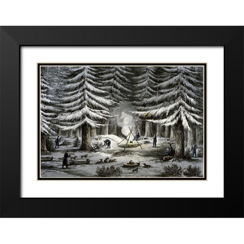Manner of Making a Resting Place On a Winter Night Black Modern Wood Framed Art Print with Double Matting by Franklin, John
