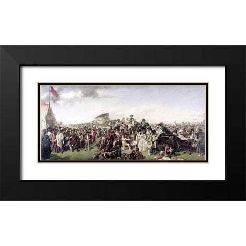 Derby Day Black Modern Wood Framed Art Print with Double Matting by Frith, William Powell