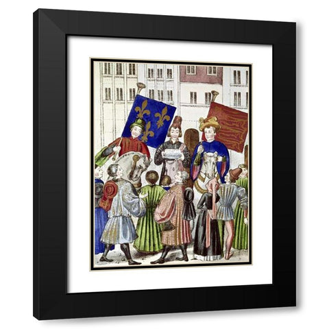 Proclamation of Truce Renewal: France and England Black Modern Wood Framed Art Print with Double Matting by Froissart, Jean