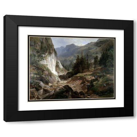 Mountain Landscape Black Modern Wood Framed Art Print with Double Matting by Fueschel, Herman