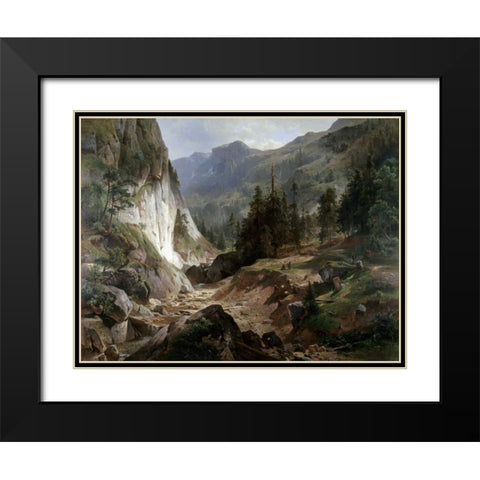 Mountain Landscape Black Modern Wood Framed Art Print with Double Matting by Fueschel, Herman
