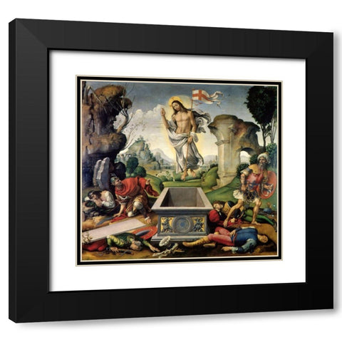 Resurrection Black Modern Wood Framed Art Print with Double Matting by Garbo, Raffaellino del