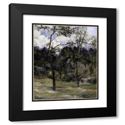 Landscape of Normandy Black Modern Wood Framed Art Print with Double Matting by Gauguin, Paul