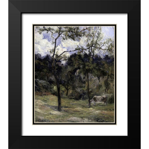 Landscape of Normandy Black Modern Wood Framed Art Print with Double Matting by Gauguin, Paul