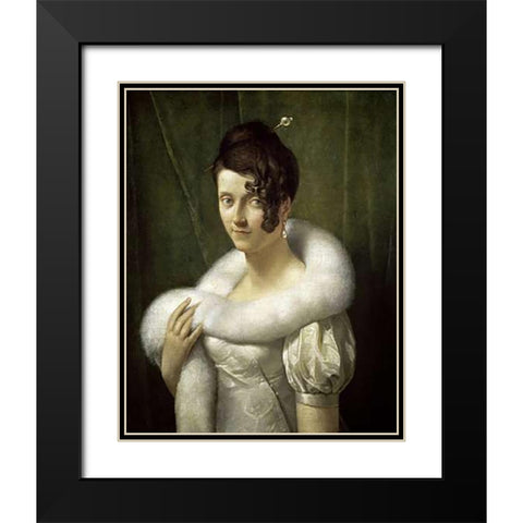 Portrait of a Young Lady (Portrait de Jeune Femme) Black Modern Wood Framed Art Print with Double Matting by Simon, Francois Pascal
