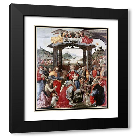 Adoration of The Magi Black Modern Wood Framed Art Print with Double Matting by Ghirlandaio, Domenico