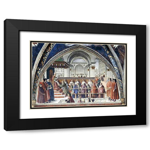 Confirmation of The Order of Saint Francis Black Modern Wood Framed Art Print with Double Matting by Ghirlandaio, Domenico
