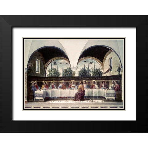 Last Supper Black Modern Wood Framed Art Print with Double Matting by Ghirlandaio, Domenico