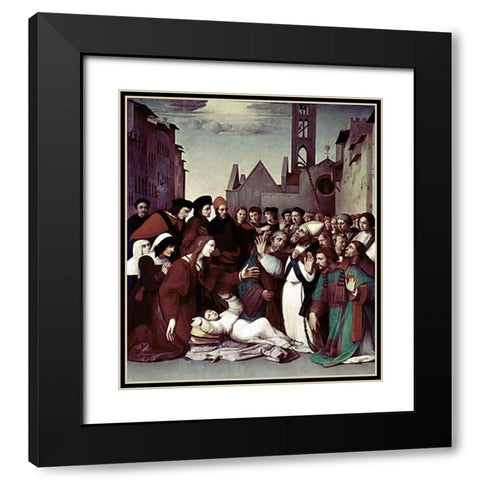 Saint Zenobio Black Modern Wood Framed Art Print with Double Matting by Ghirlandaio, Domenico