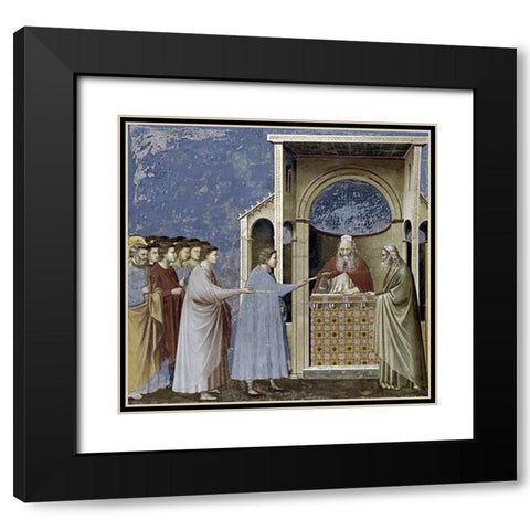 Virgins Suitors Presenting Their Rods Black Modern Wood Framed Art Print with Double Matting by Giotto