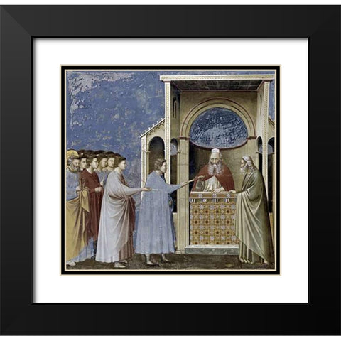 Virgins Suitors Presenting Their Rods Black Modern Wood Framed Art Print with Double Matting by Giotto