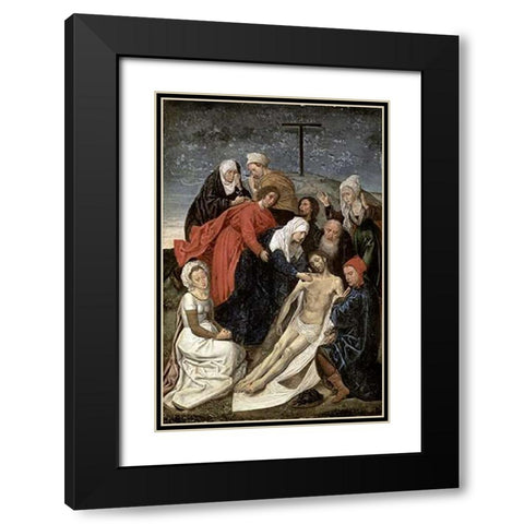 Lamentation Black Modern Wood Framed Art Print with Double Matting by Van Der Goes, Hugo