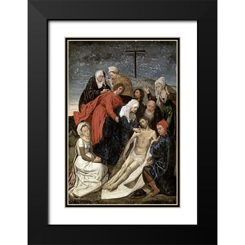 Lamentation Black Modern Wood Framed Art Print with Double Matting by Van Der Goes, Hugo