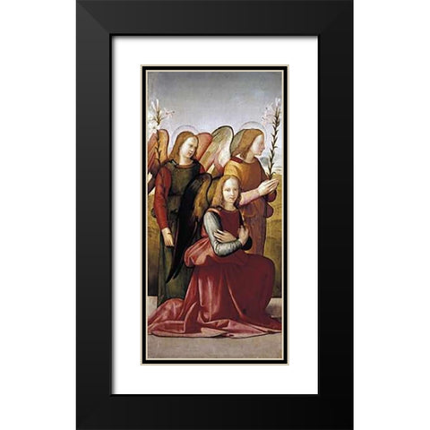 Angels of The Annunciation Black Modern Wood Framed Art Print with Double Matting by Granacci, Francesco