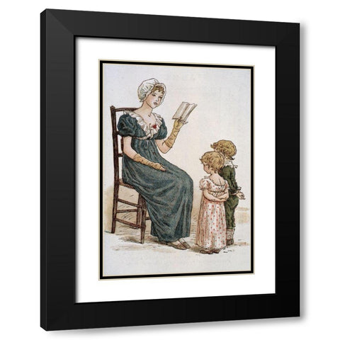 July Kate Greenaways Almanac For 1895 Black Modern Wood Framed Art Print with Double Matting by Greenaway, Kate