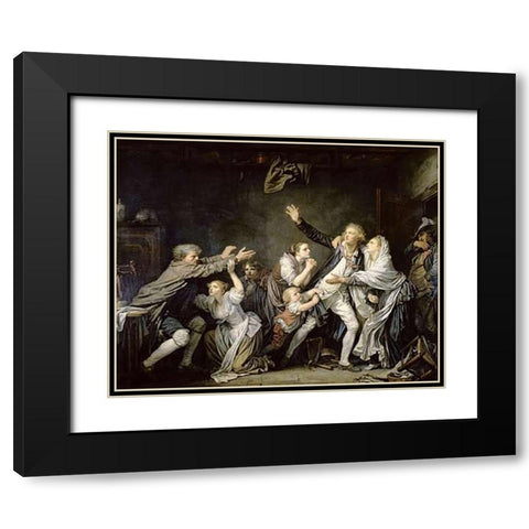 Paternal Curse Or Ungrateful Son Black Modern Wood Framed Art Print with Double Matting by Greuze, Jean Baptiste
