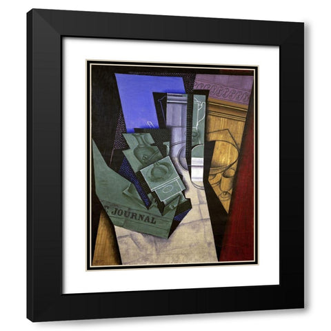 Breakfast Black Modern Wood Framed Art Print with Double Matting by Gris, Juan