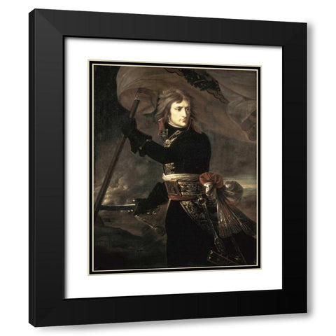 Napoleon On The Bridge at Arcole Black Modern Wood Framed Art Print with Double Matting by Gros, Antoine-Jean