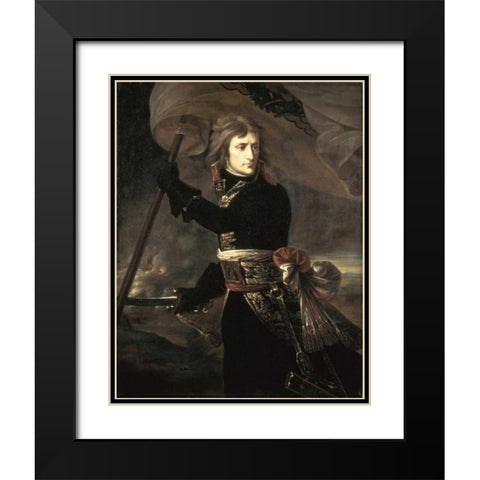 Napoleon On The Bridge at Arcole Black Modern Wood Framed Art Print with Double Matting by Gros, Antoine-Jean
