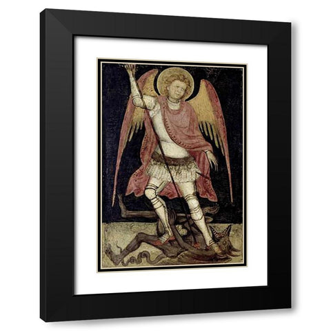 Archangel Michael Black Modern Wood Framed Art Print with Double Matting by Guariento