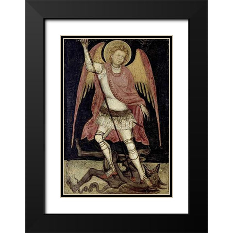 Archangel Michael Black Modern Wood Framed Art Print with Double Matting by Guariento