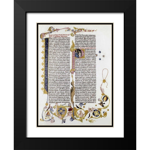 Gutenberg Bible Black Modern Wood Framed Art Print with Double Matting by Gutenberg, Johann