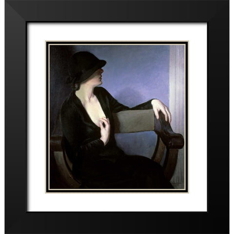 Woman In Black Black Modern Wood Framed Art Print with Double Matting by Gutmann, Bernhard