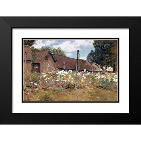 English Garden Black Modern Wood Framed Art Print with Double Matting by Hassam, Childe