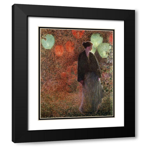 July Night Black Modern Wood Framed Art Print with Double Matting by Hassam, Childe