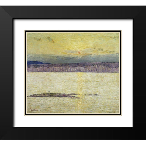 Sunset Ironbound Island: Mount Desert, Maine Black Modern Wood Framed Art Print with Double Matting by Hassam, Childe