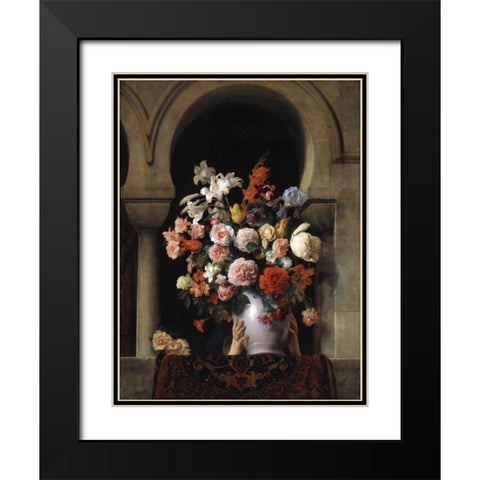 Vase of Flowers In The Window Black Modern Wood Framed Art Print with Double Matting by Hayez, Francesco
