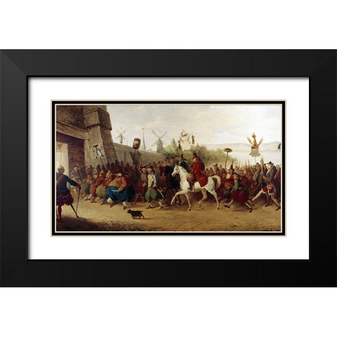 Fools Parade Entering New Amsterdam Black Modern Wood Framed Art Print with Double Matting by Heath, William