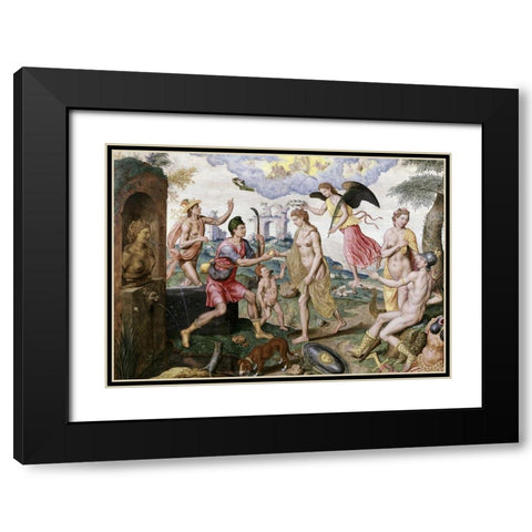 Judgement of Paris Black Modern Wood Framed Art Print with Double Matting by Heere, Lucas de