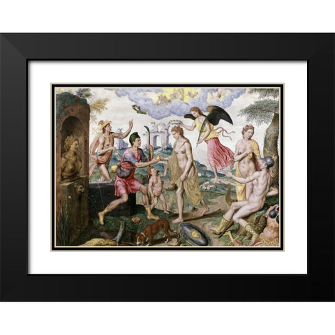 Judgement of Paris Black Modern Wood Framed Art Print with Double Matting by Heere, Lucas de
