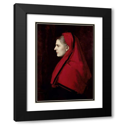Fabiola Black Modern Wood Framed Art Print with Double Matting by Henner, Jean Jacques