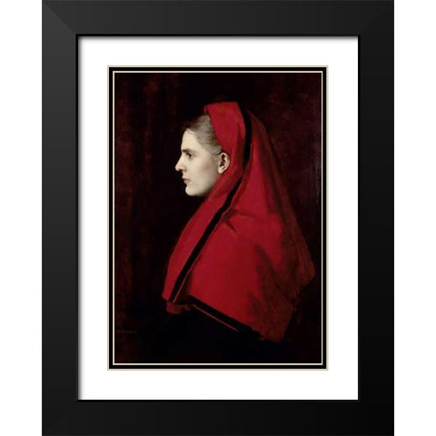 Fabiola Black Modern Wood Framed Art Print with Double Matting by Henner, Jean Jacques