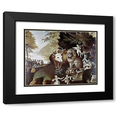 Peaceable Kingdom Black Modern Wood Framed Art Print with Double Matting by Hicks, Edward