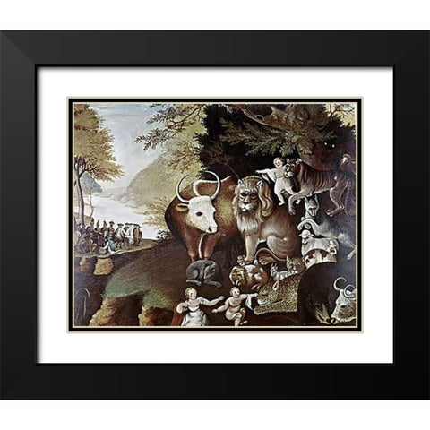 Peaceable Kingdom Black Modern Wood Framed Art Print with Double Matting by Hicks, Edward