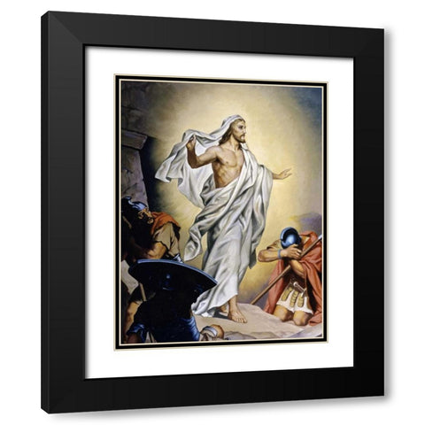 The Resurrection of Jesus Black Modern Wood Framed Art Print with Double Matting by Hofmann, Heinrich