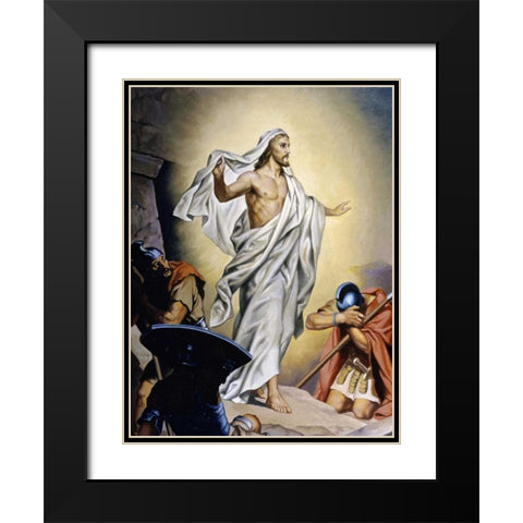 The Resurrection of Jesus Black Modern Wood Framed Art Print with Double Matting by Hofmann, Heinrich
