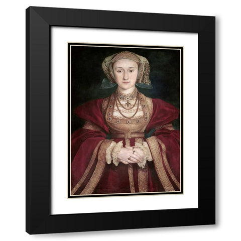 Anne of Cleves Black Modern Wood Framed Art Print with Double Matting by Holbein, Hans