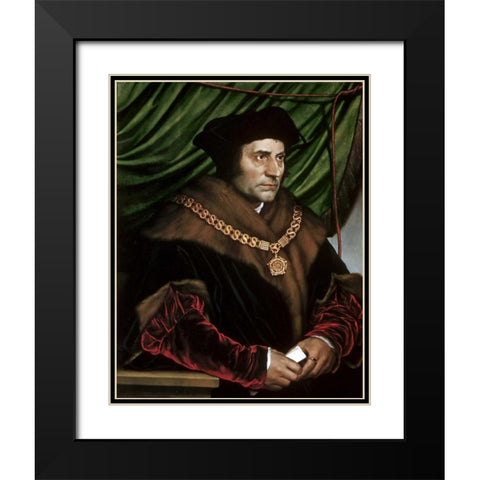 Sir Thomas More Black Modern Wood Framed Art Print with Double Matting by Holbein, Hans