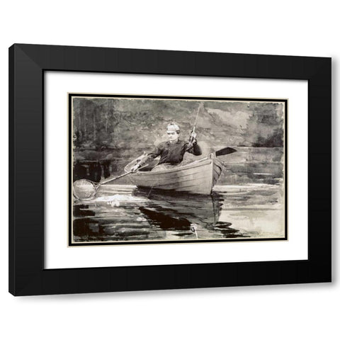 Fly Fishing, Saranac Black Modern Wood Framed Art Print with Double Matting by Homer, Winslow