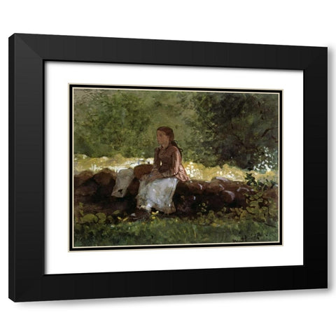 On The Fence Black Modern Wood Framed Art Print with Double Matting by Homer, Winslow