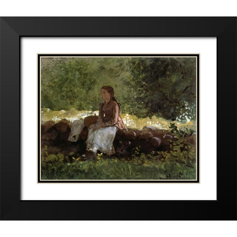On The Fence Black Modern Wood Framed Art Print with Double Matting by Homer, Winslow