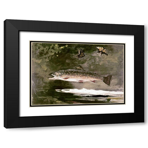 Trout Black Modern Wood Framed Art Print with Double Matting by Homer, Winslow