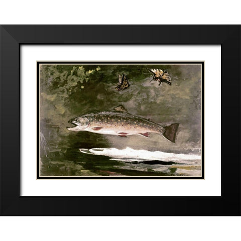Trout Black Modern Wood Framed Art Print with Double Matting by Homer, Winslow