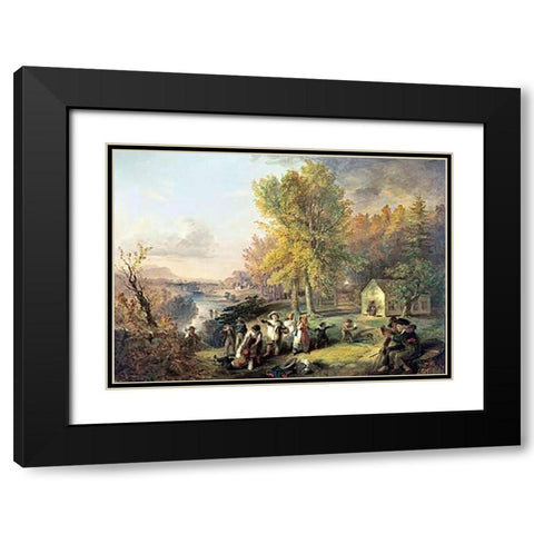 Dismissal of School On An October Afternoon Black Modern Wood Framed Art Print with Double Matting by Inman, Henry